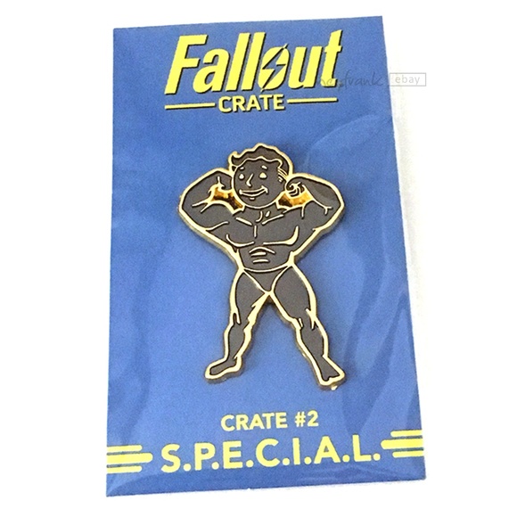 RARE - NEW - Fallout - Black and Gold Strength Pin - Picture 1 of 2